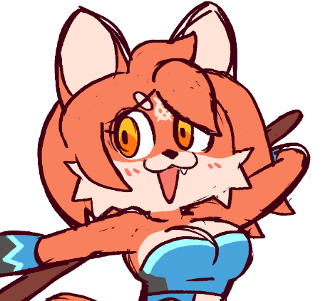 A cartoon fox of sorts, she looks just a bit like a barbarian.